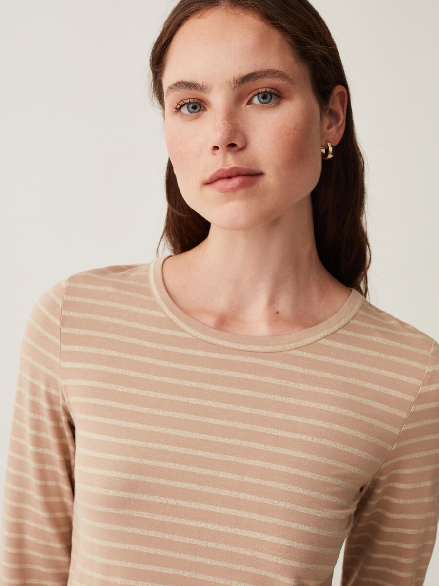Striped T-shirt in lurex with long sleeves_1