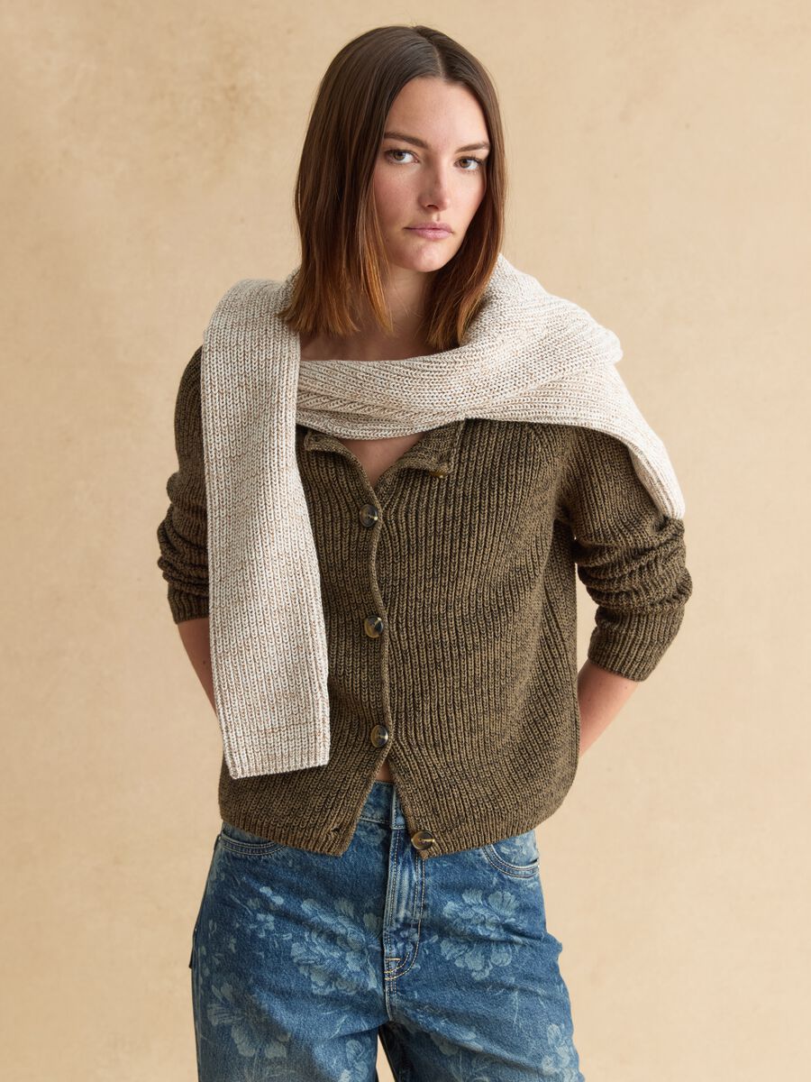 Brown pure cotton cardigan_0