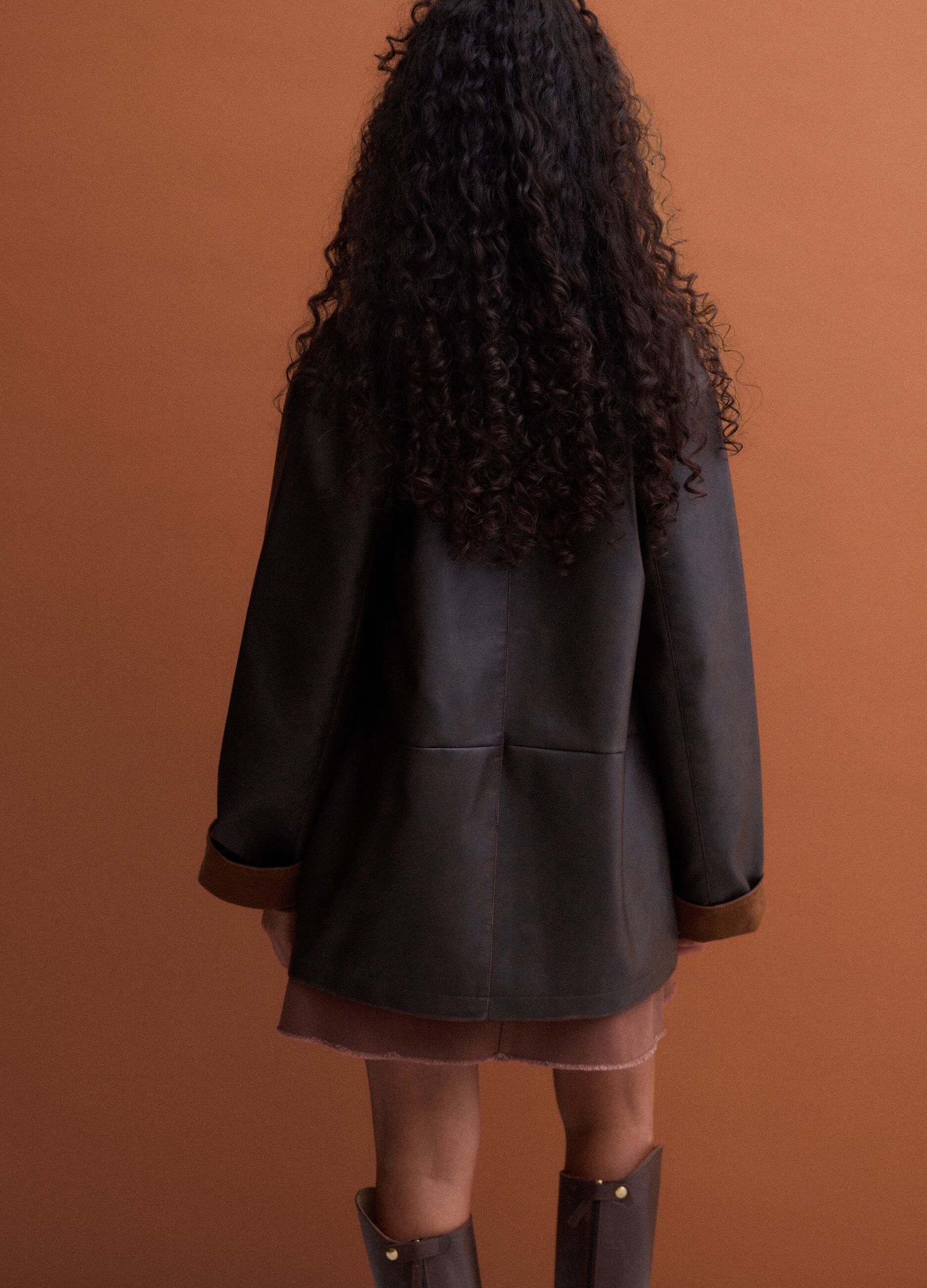 Brown regular-fit viscose-blend jacket