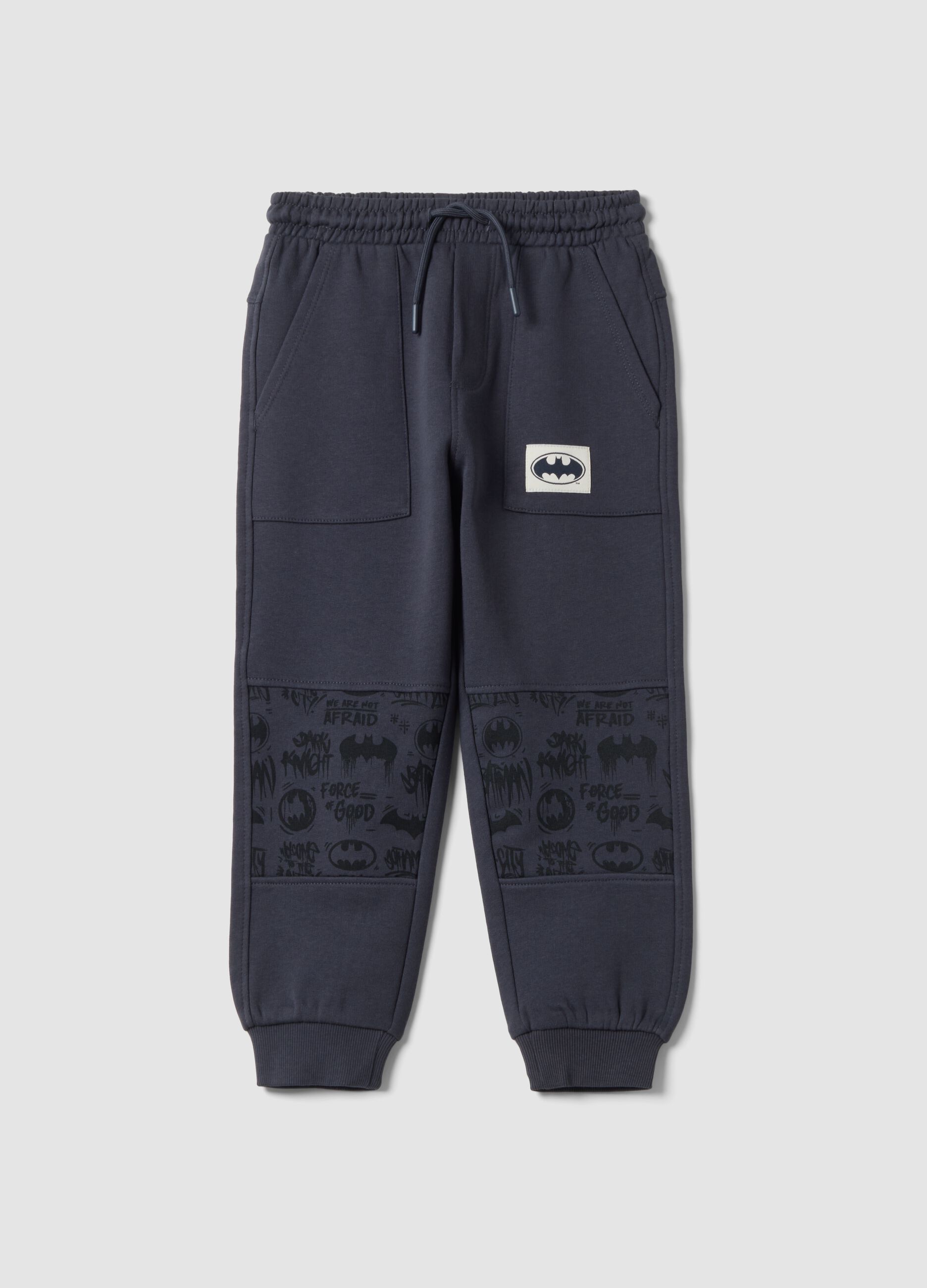 Pantaloni jogger grigi in puro cotone con stampa Batman