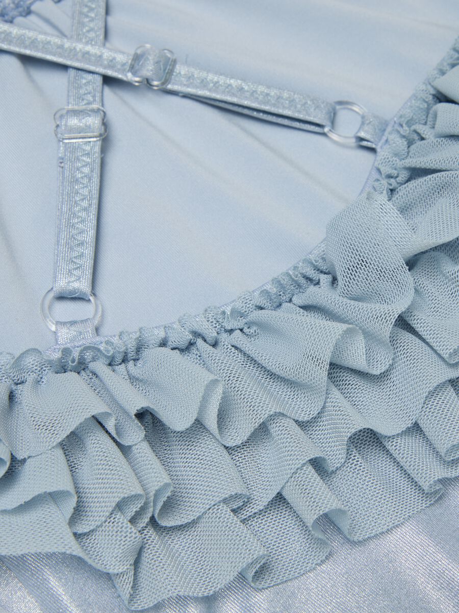 Light blue stretch swimsuit with ruffle detail for baby girls_2