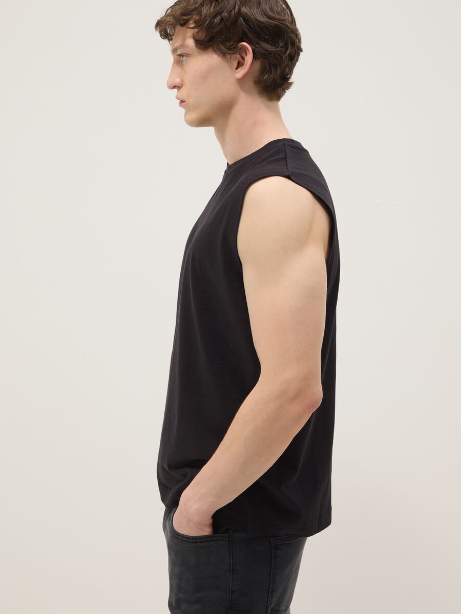 Black pure cotton vest_0