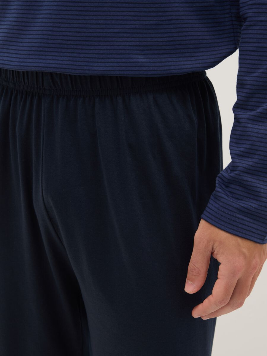 Long blue pyjamas in pure cotton, regular fit_3