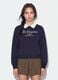 Blue cotton-blend sweatshirt with crew neck and contrast collar_0