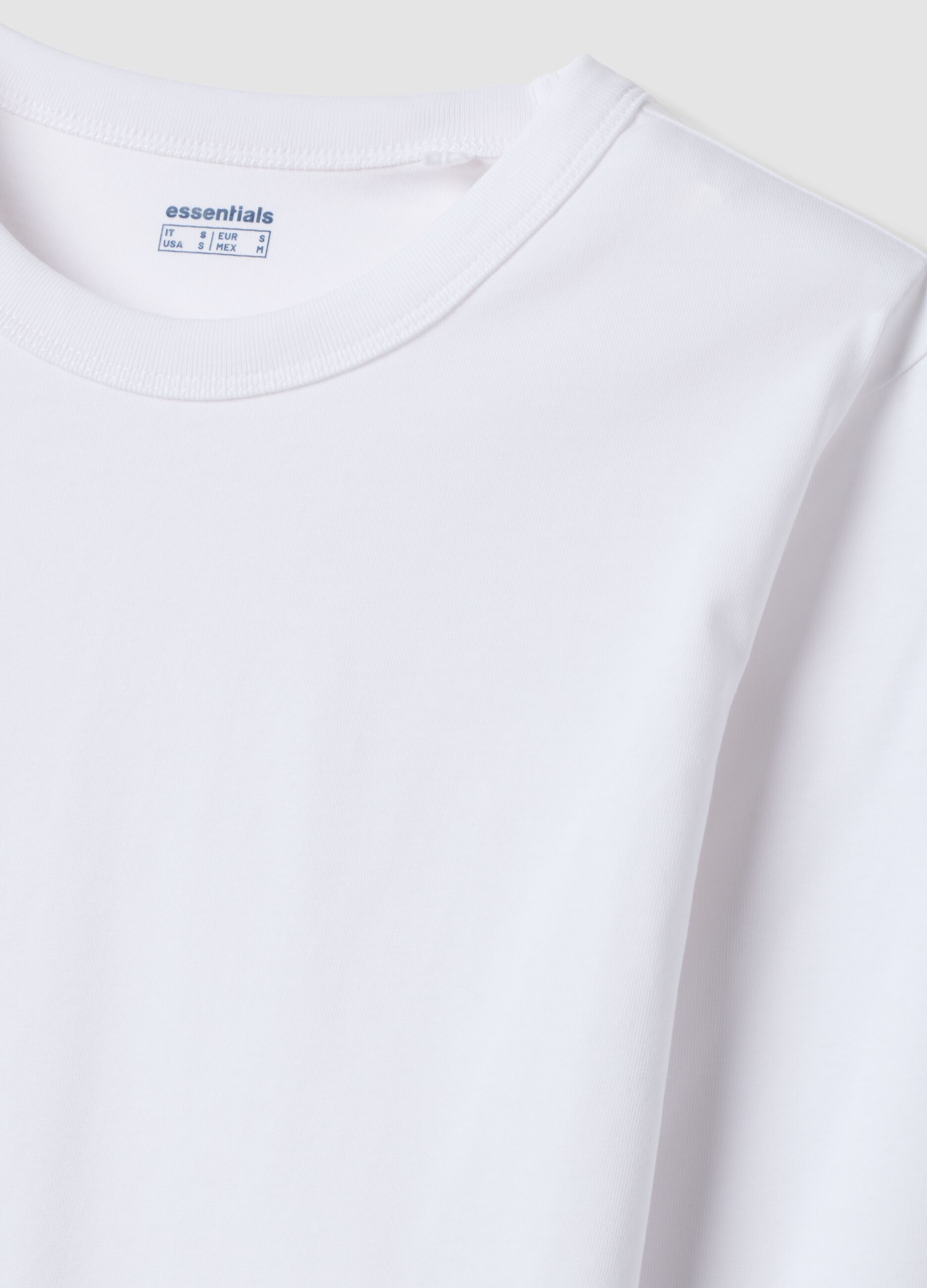 T-shirt bianca in jersey di puro cotone a maniche lunghe regular fit