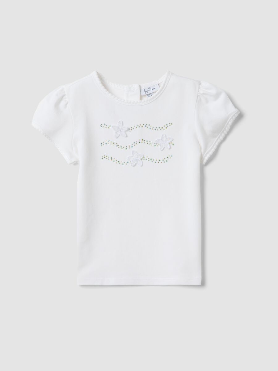 White short-sleeved stretch cotton T-shirt_0