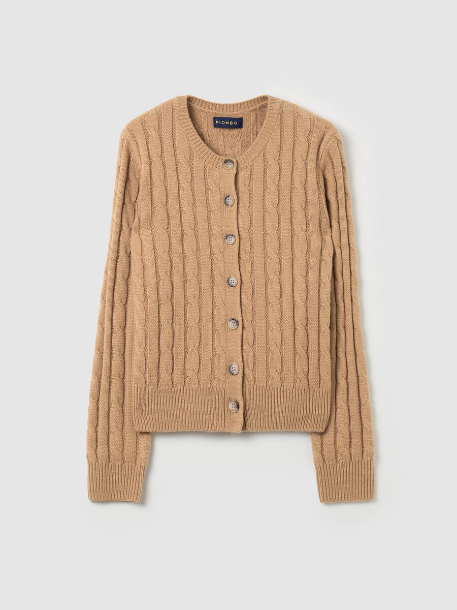 Ribbed cardigan with cable-knit design_4