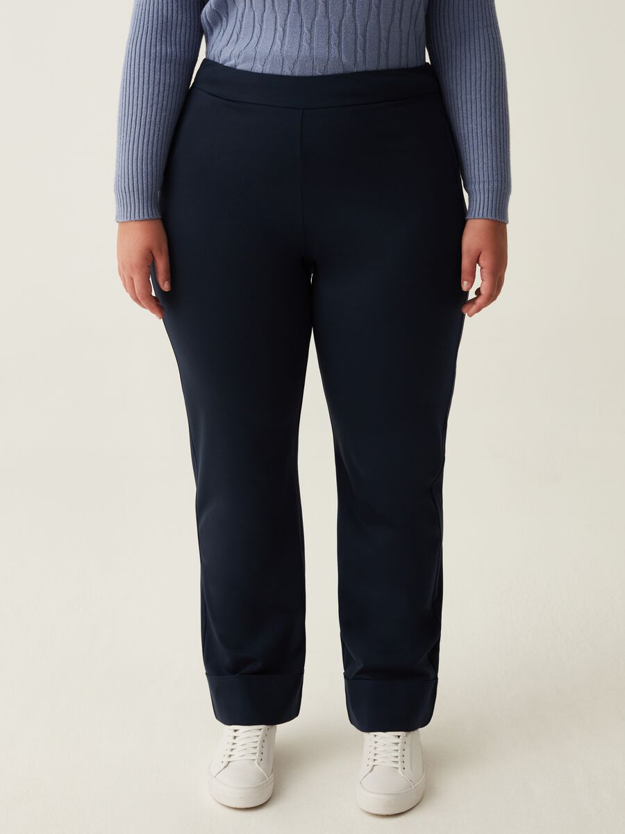 Curvy slim-fit, jersey trousers_1