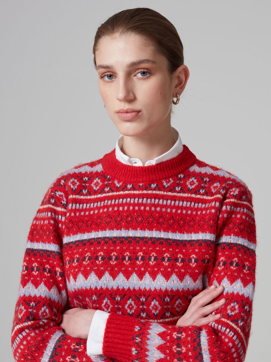Pullover with all-over jacquard Norwegian design_1