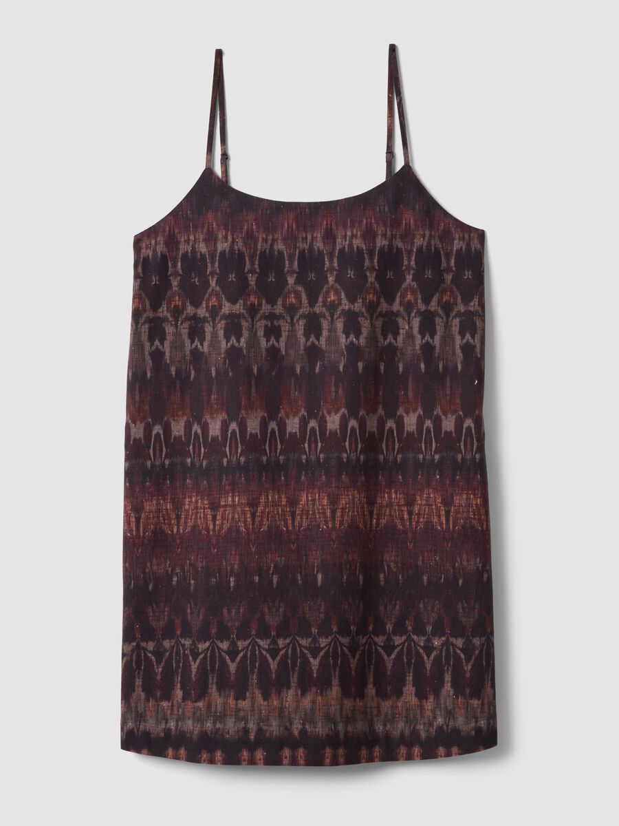 Purple cotton-linen blend dress with slim straps_0