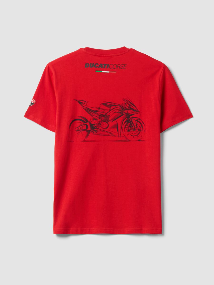 Red pure cotton T-shirt with Ducati print_6