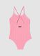 Pink gingham stretch swimsuit_1