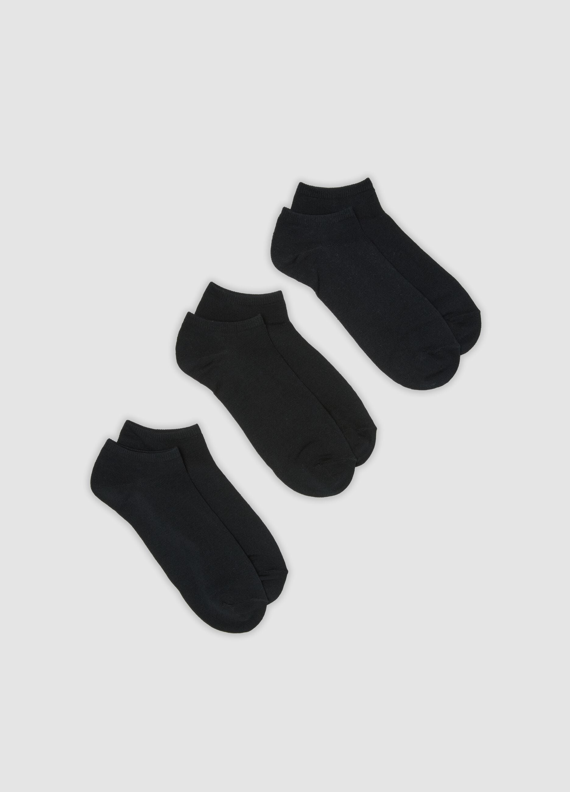3er-Pack schwarze Sport-Kn&ouml;chelsocken aus Bio-Baumwolle