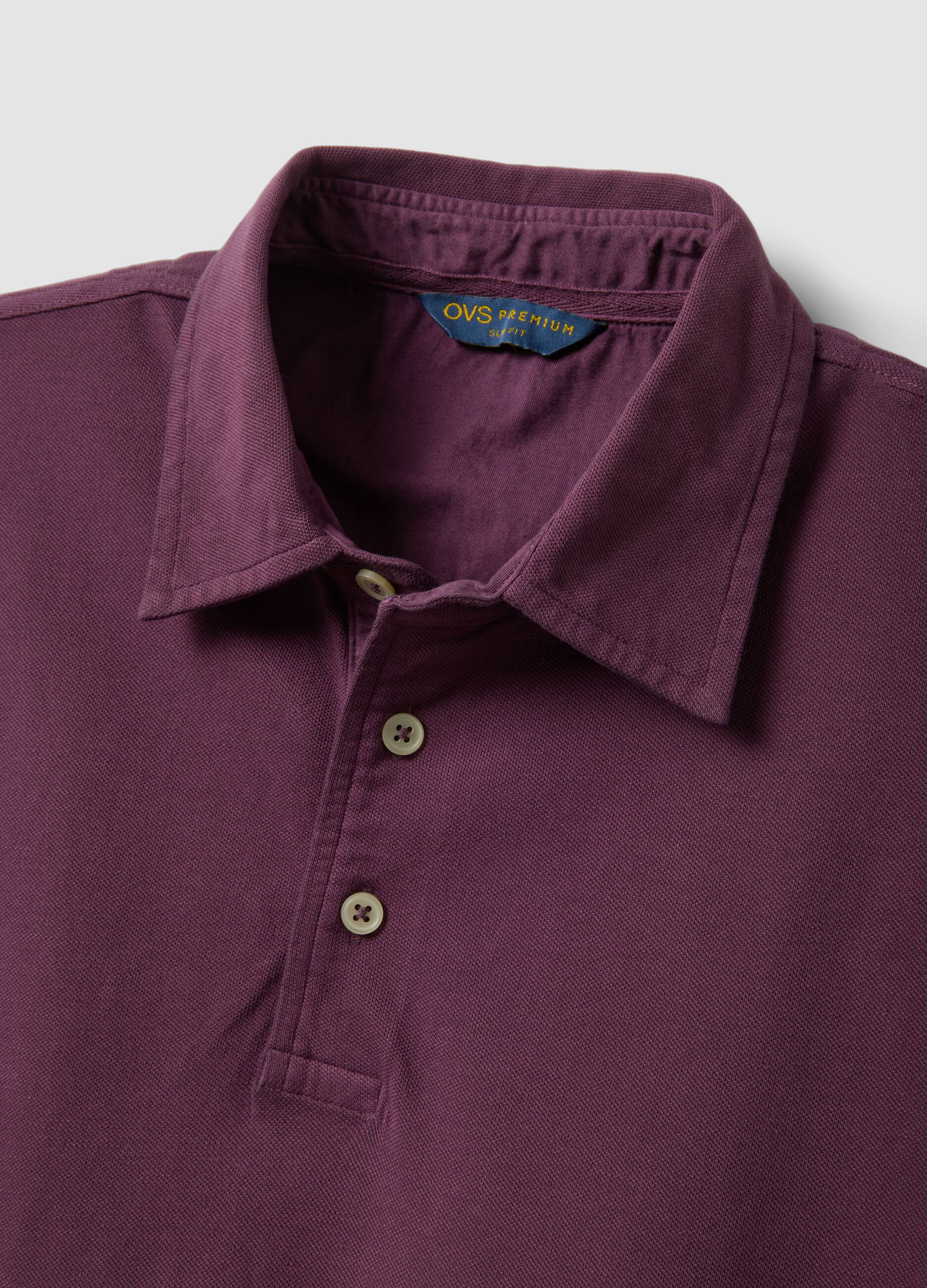 Purple slim-fit short-sleeve pure cotton polo shirt