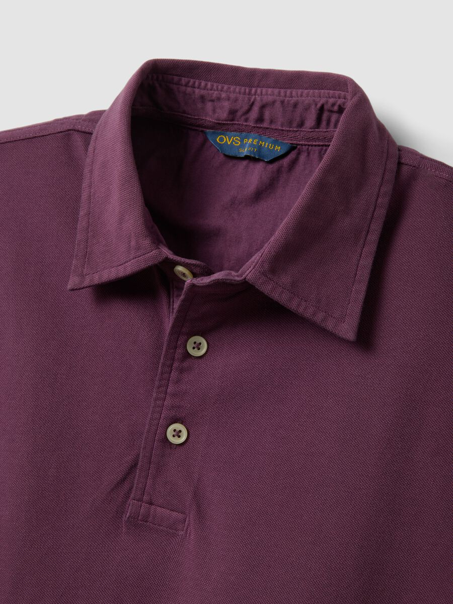 Purple slim-fit short-sleeve pure cotton polo shirt_1