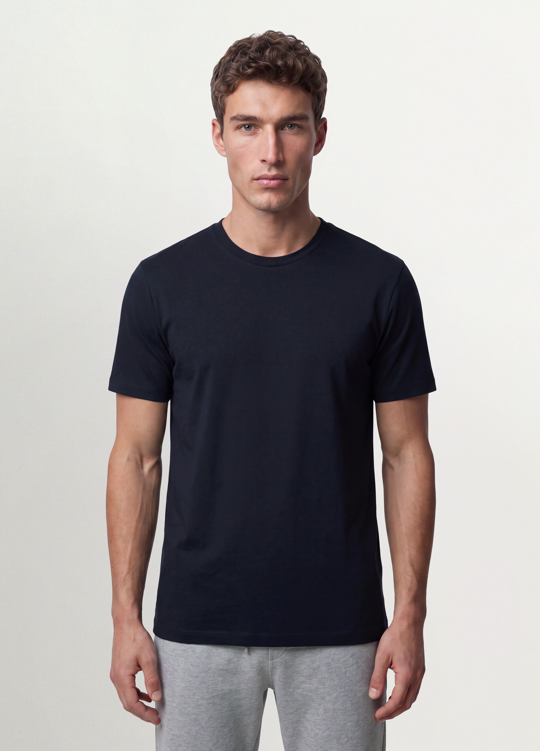 Black organic cotton slim-fit short-sleeve T-shirt