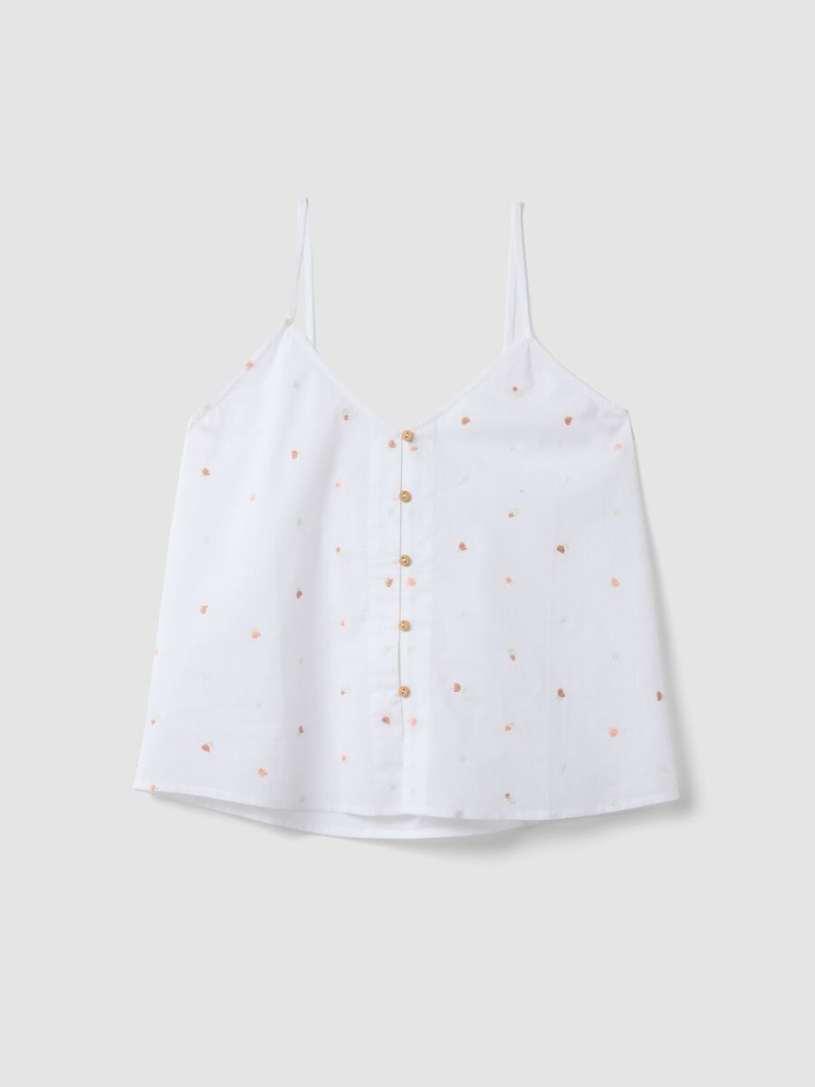 Weisser Pyjama aus Bio-Baumwolle mit Spaghettitr&auml;ger-Top und Shorts_4
