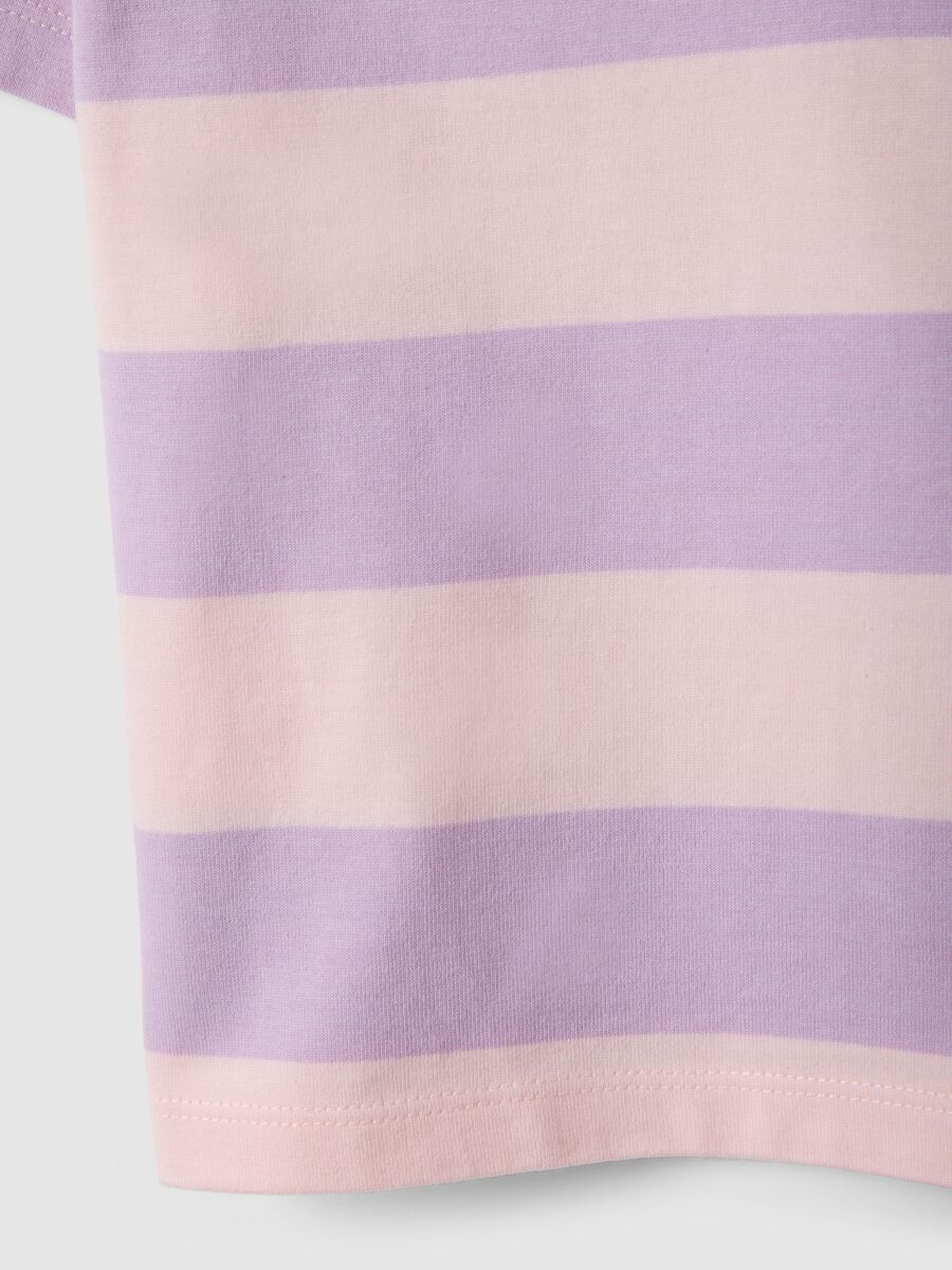 Multicoloured striped pure cotton oversized fit polo for girls_3