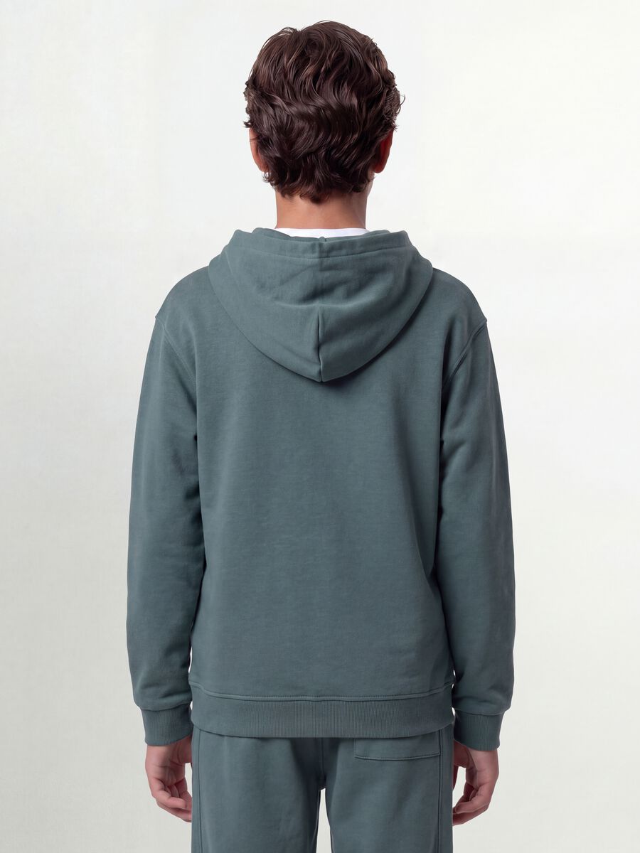 Green organic cotton zip-up hoodie for boys, relaxed fit_3