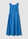 Blue pure cotton dress with boat neckline_4