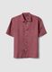 Regular fit pink short sleeve pure linen shirt with pocket_0