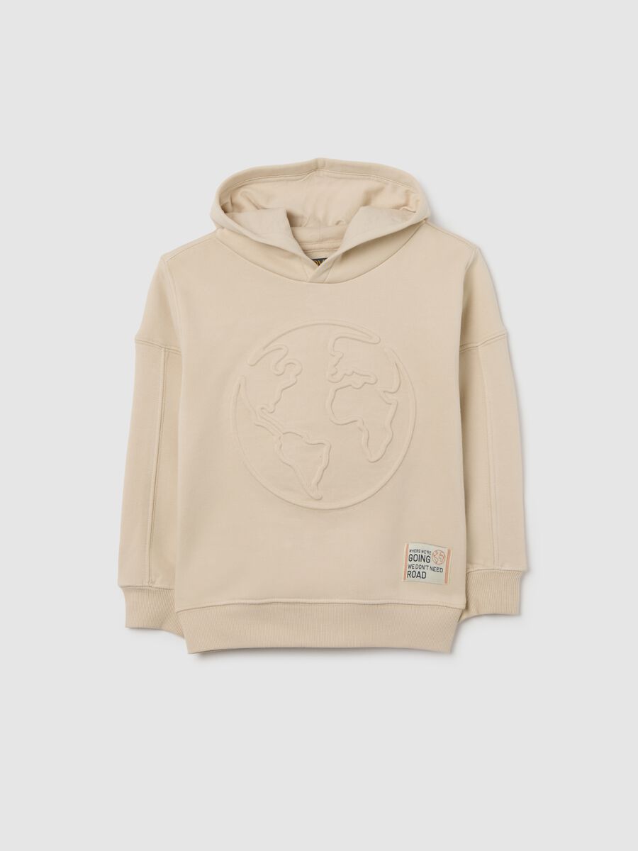Beige hooded sweatshirt for kids_0