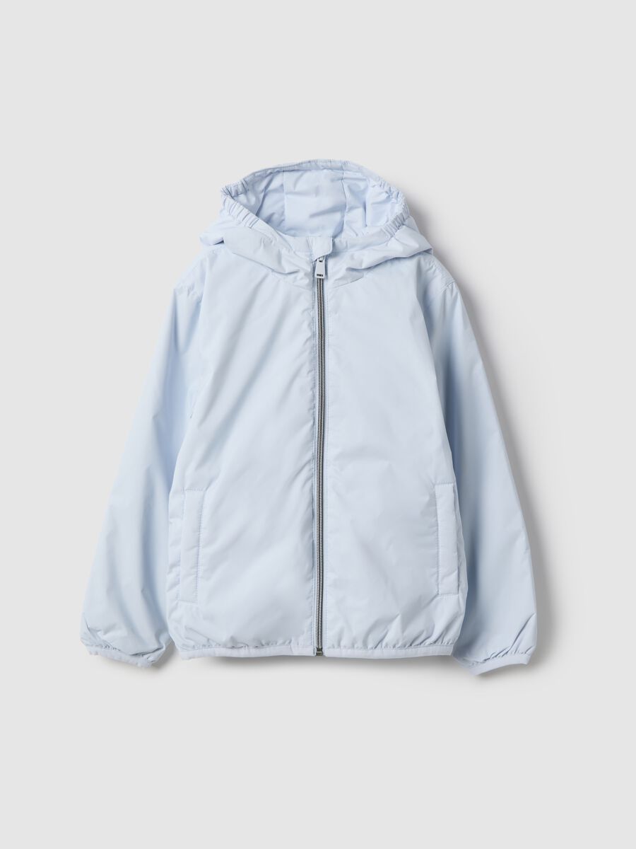 Kinder-regenjacke blau, regular fit mit Kapuze_0