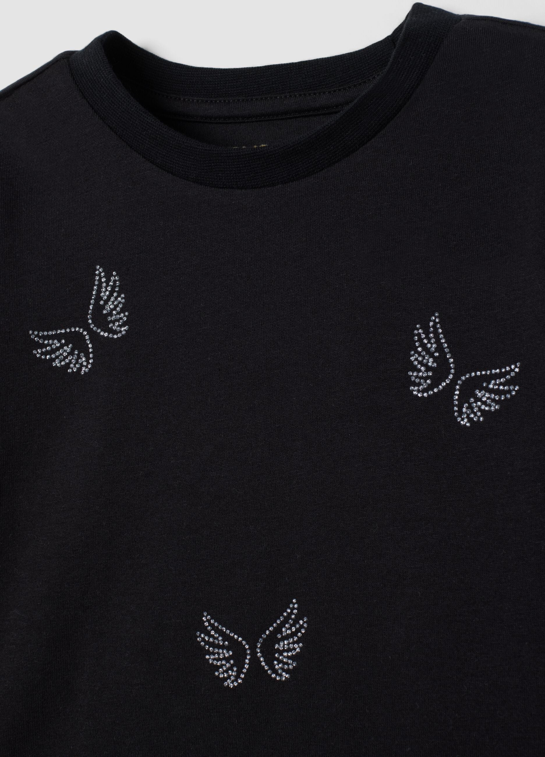 Black pure organic cotton crew-neck T-shirt