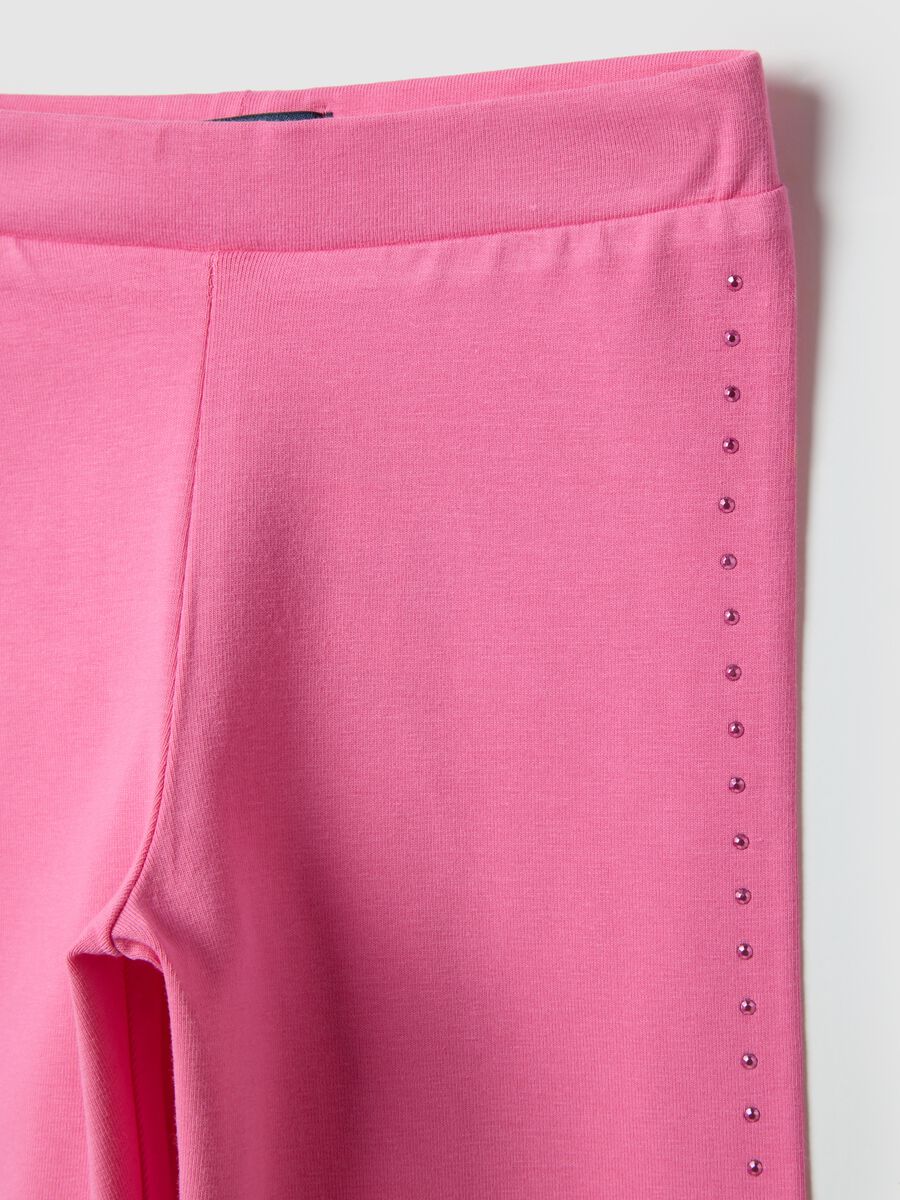 Girls' pink stretch cotton skinny leggings_2