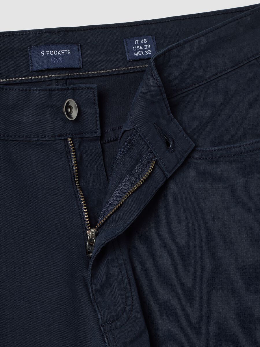 Blue slim-fit stretch cotton twill trousers_5
