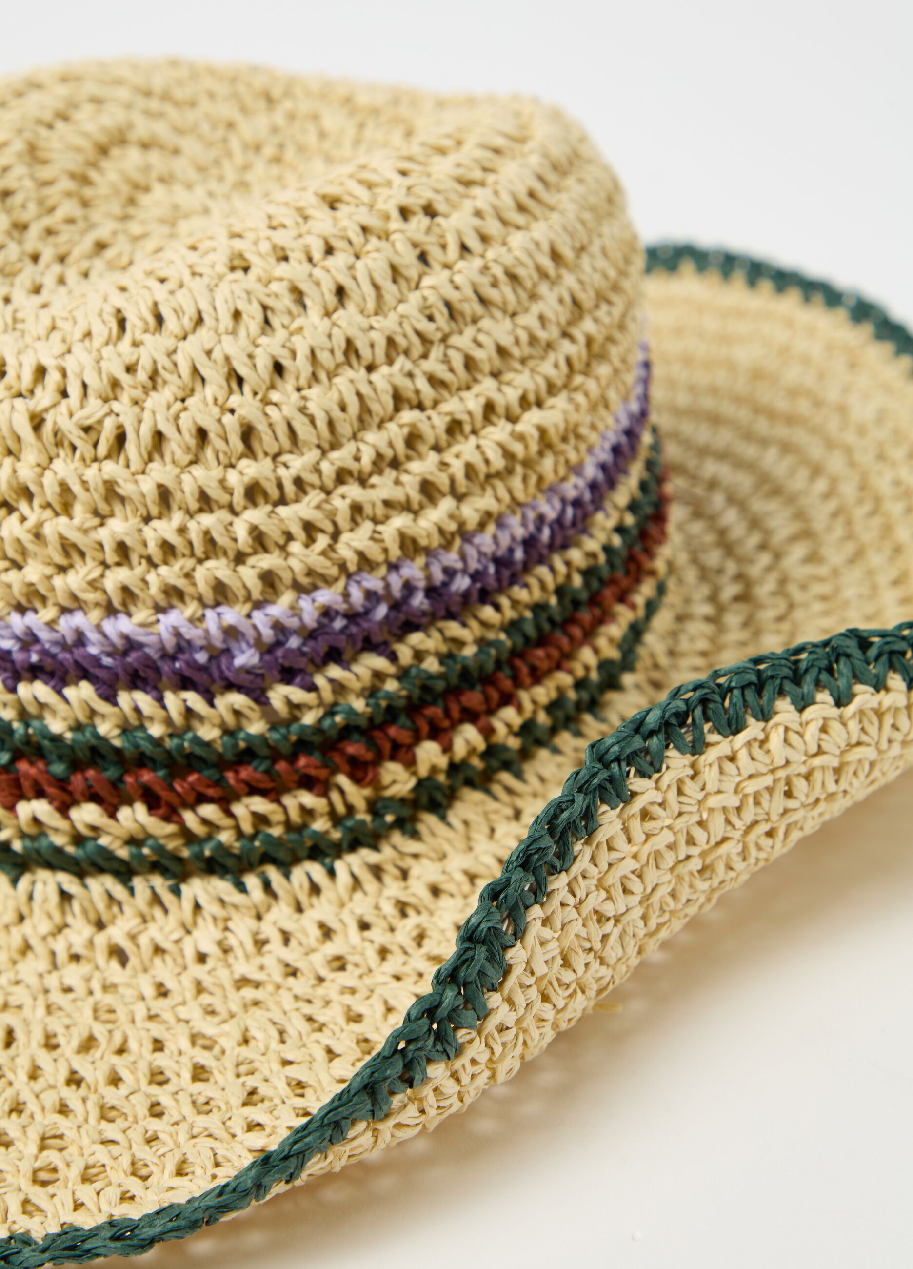 Hat with striped detail