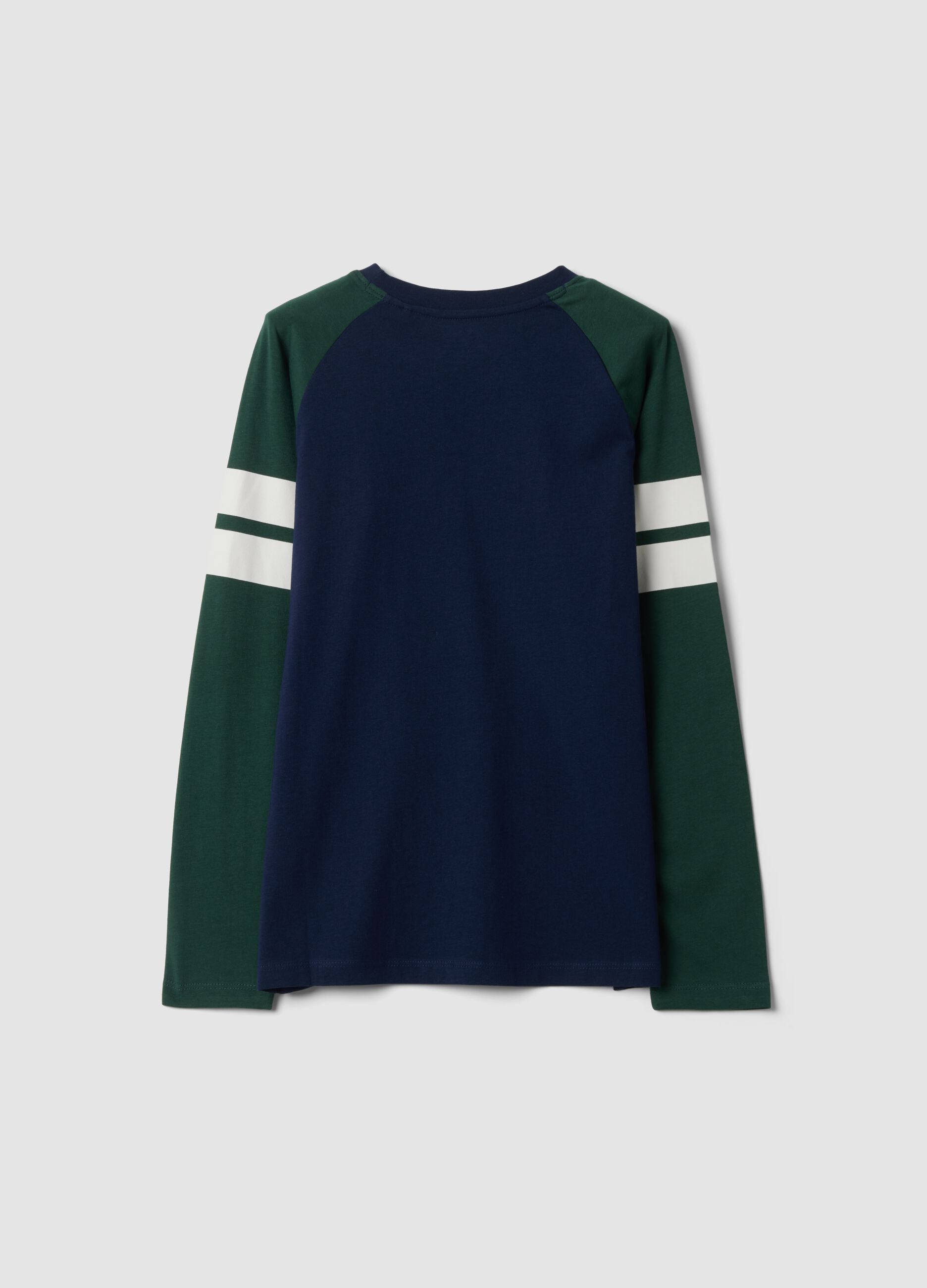 Blue organic cotton crew-neck T-shirt