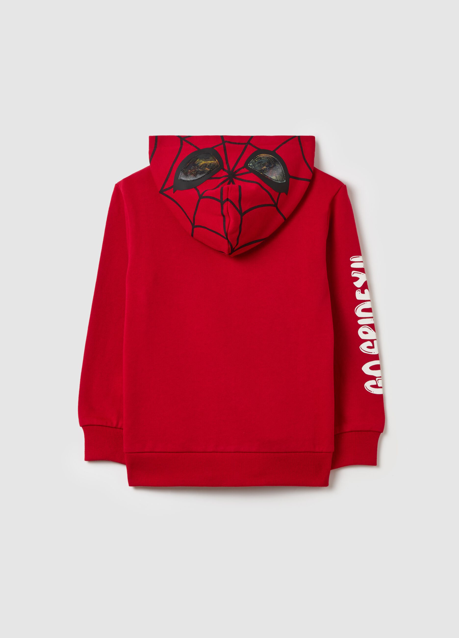 Full-zip sweatshirt with hood and Spidey print