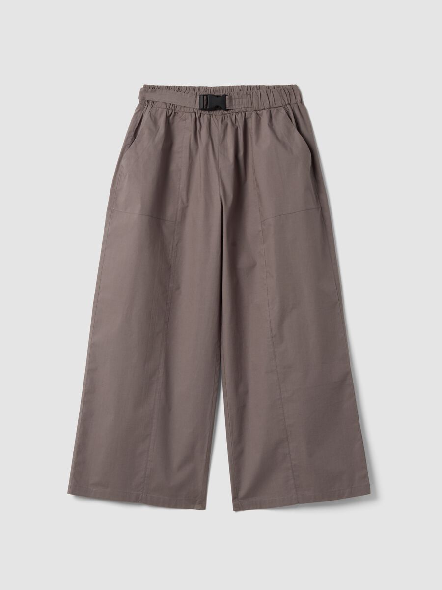 Pantal&oacute;n marr&oacute;n de algod&oacute;n puro con cintura el&aacute;stica para ni&ntilde;a_0