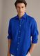 Blue pure linen shirt with button-down collar, regular fit_2