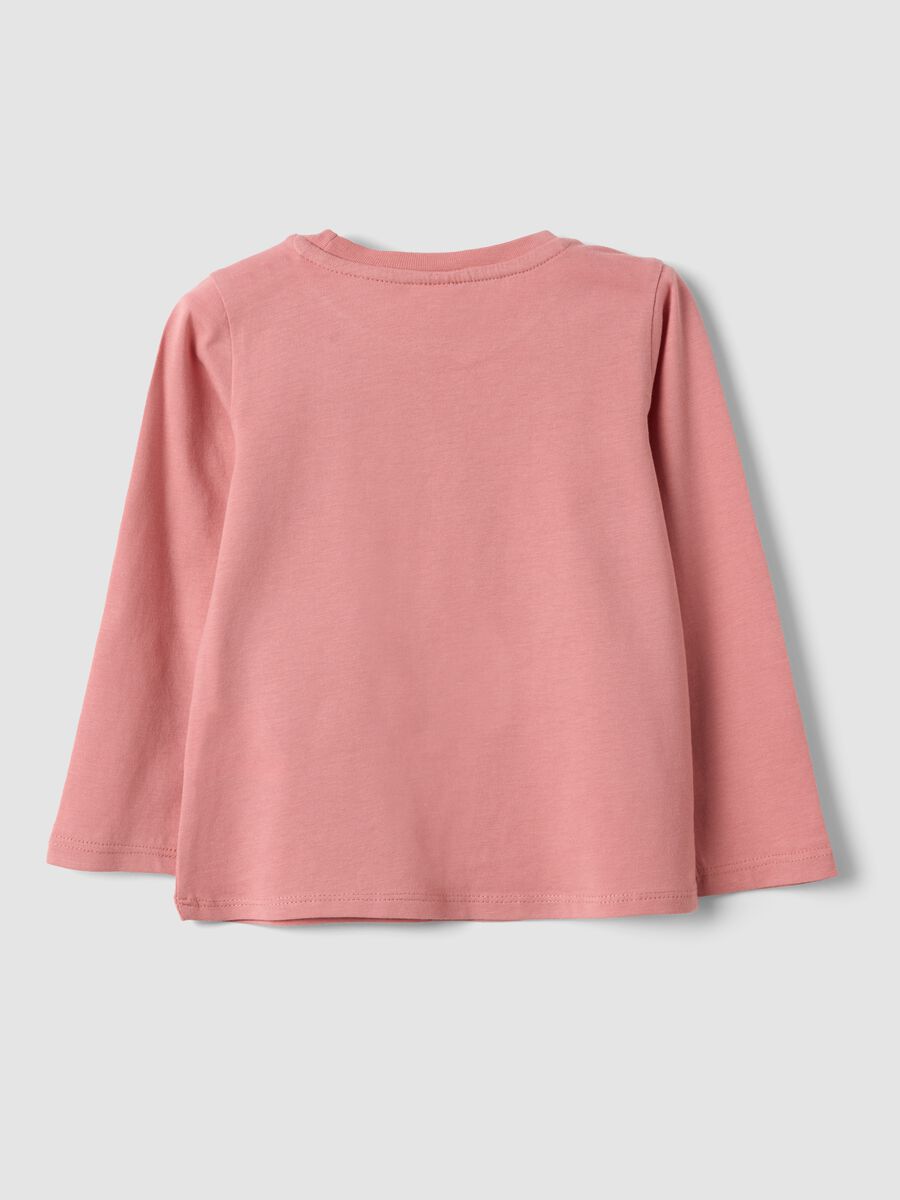 Maglietta rosa in puro cotone organico con stampa animaletti per bimba_1