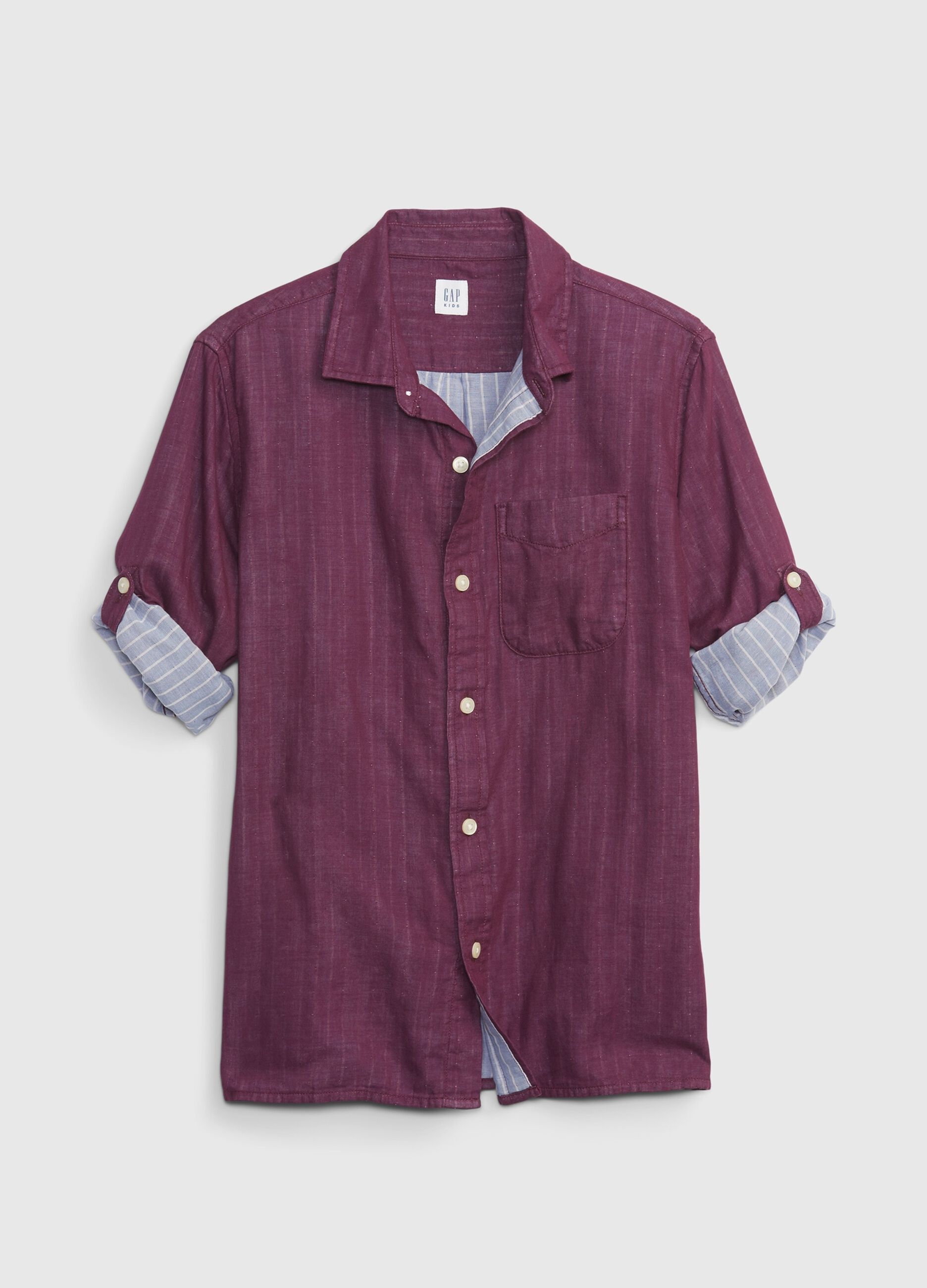 Check shirt with roll-up sleeves