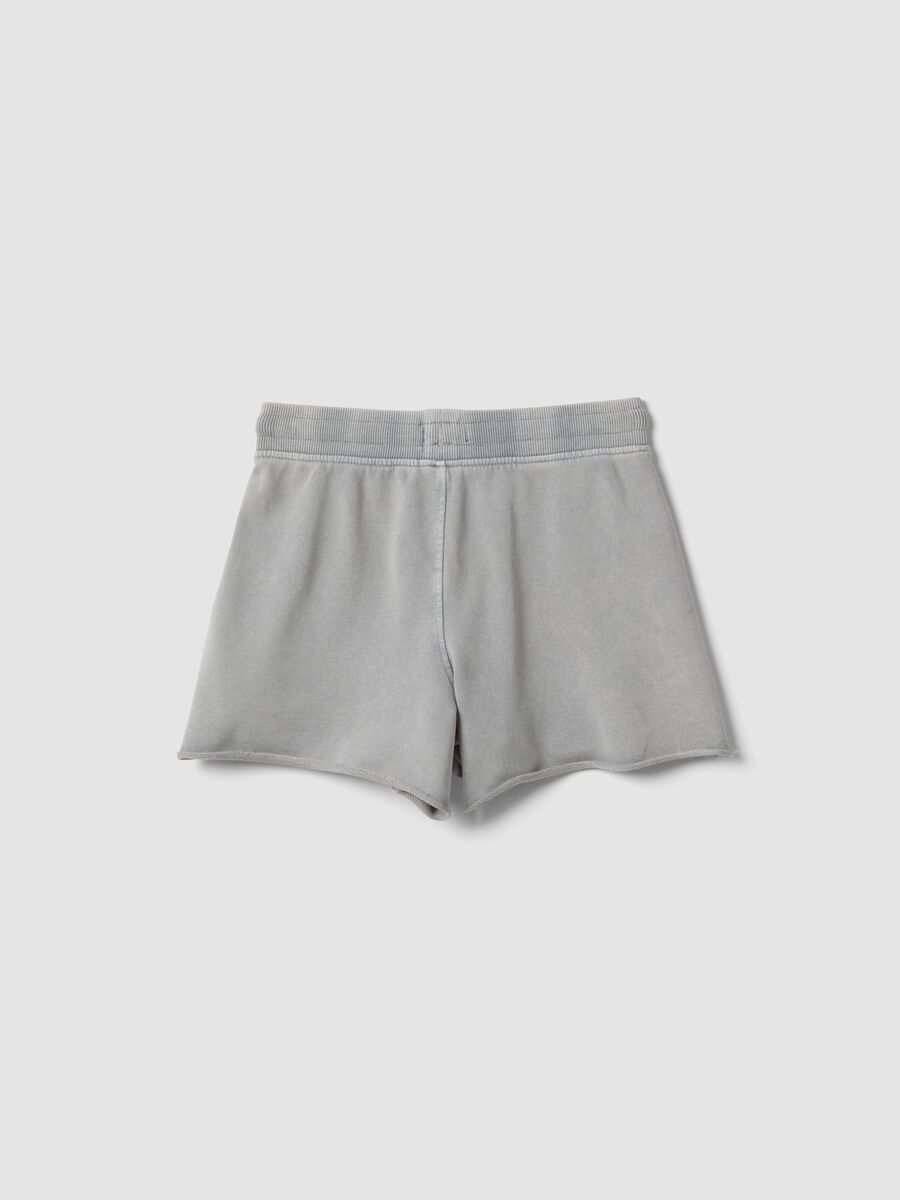 Grey pure cotton shorts with elasticated waistband_1