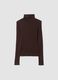 Brauner Rollkragenpullover aus Viskosemix mit Rippstrick_0