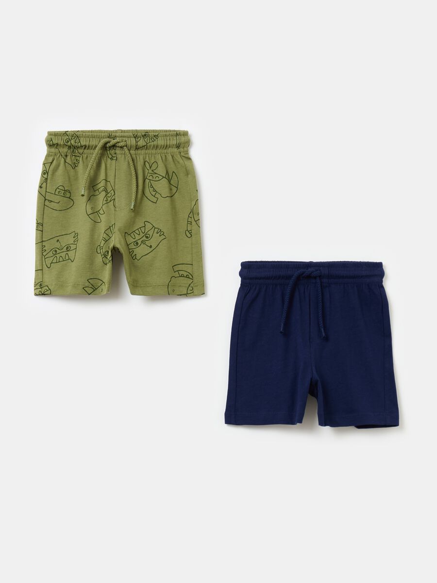 Two-pack cotton shorts with drawstring_0