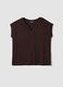 Brown pure cotton V-neck regular fit T-shirt_4