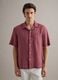 Regular fit pink short sleeve pure linen shirt with pocket_1