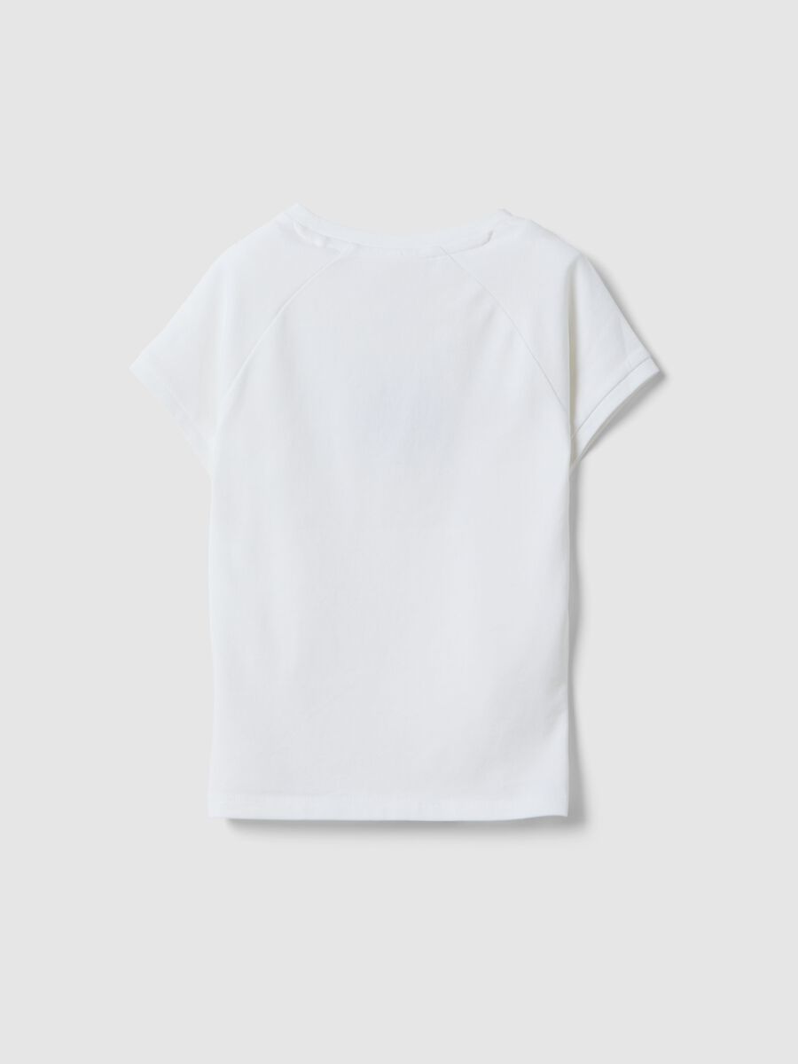 Girls' slim fit white stretch cotton t-shirt with slogan_1