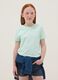 T-shirt azul para menina de algod&atilde;o puro com ajuste regular e frase_0