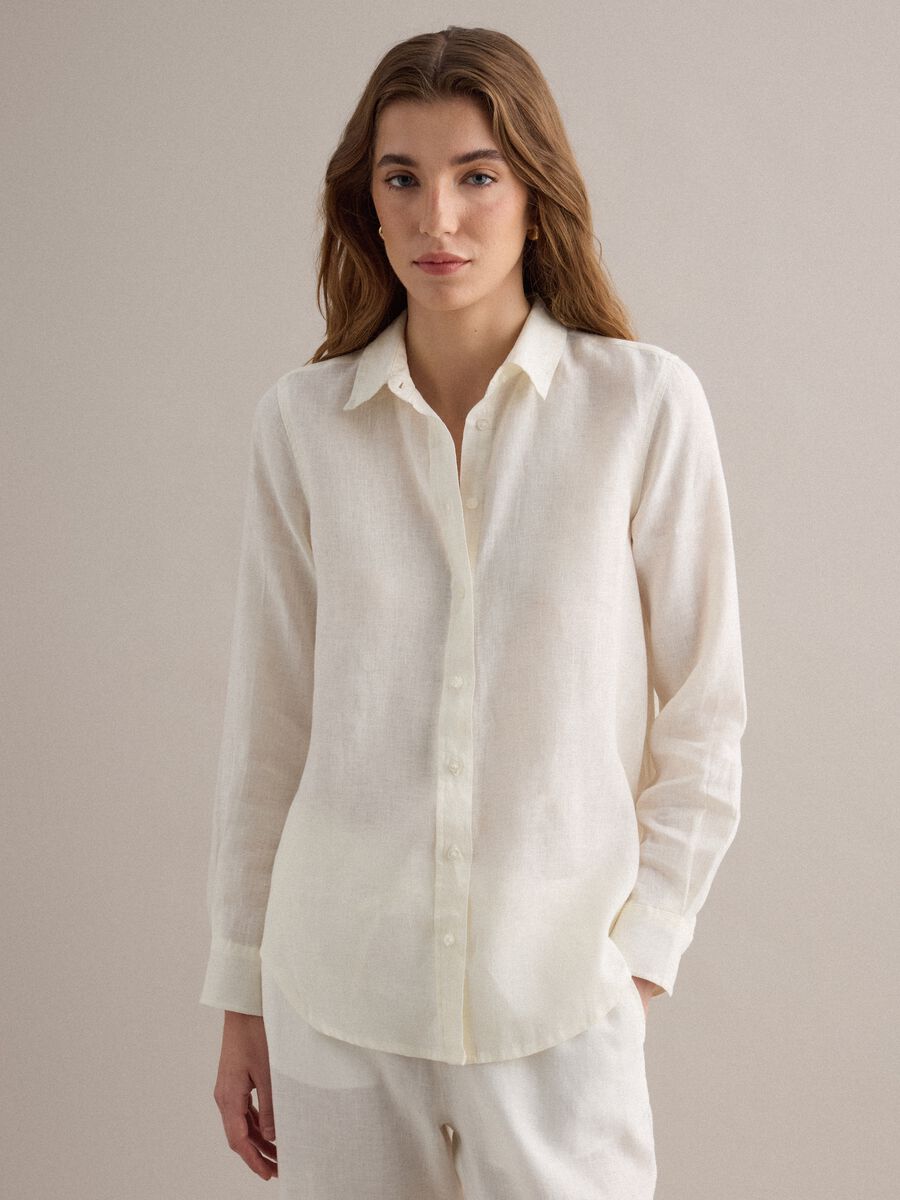 Regul&auml;re Passform aus reinem wei&szlig;em Leinen_3