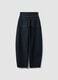 Dark wash pure cotton denim barrel-fit jeans_6