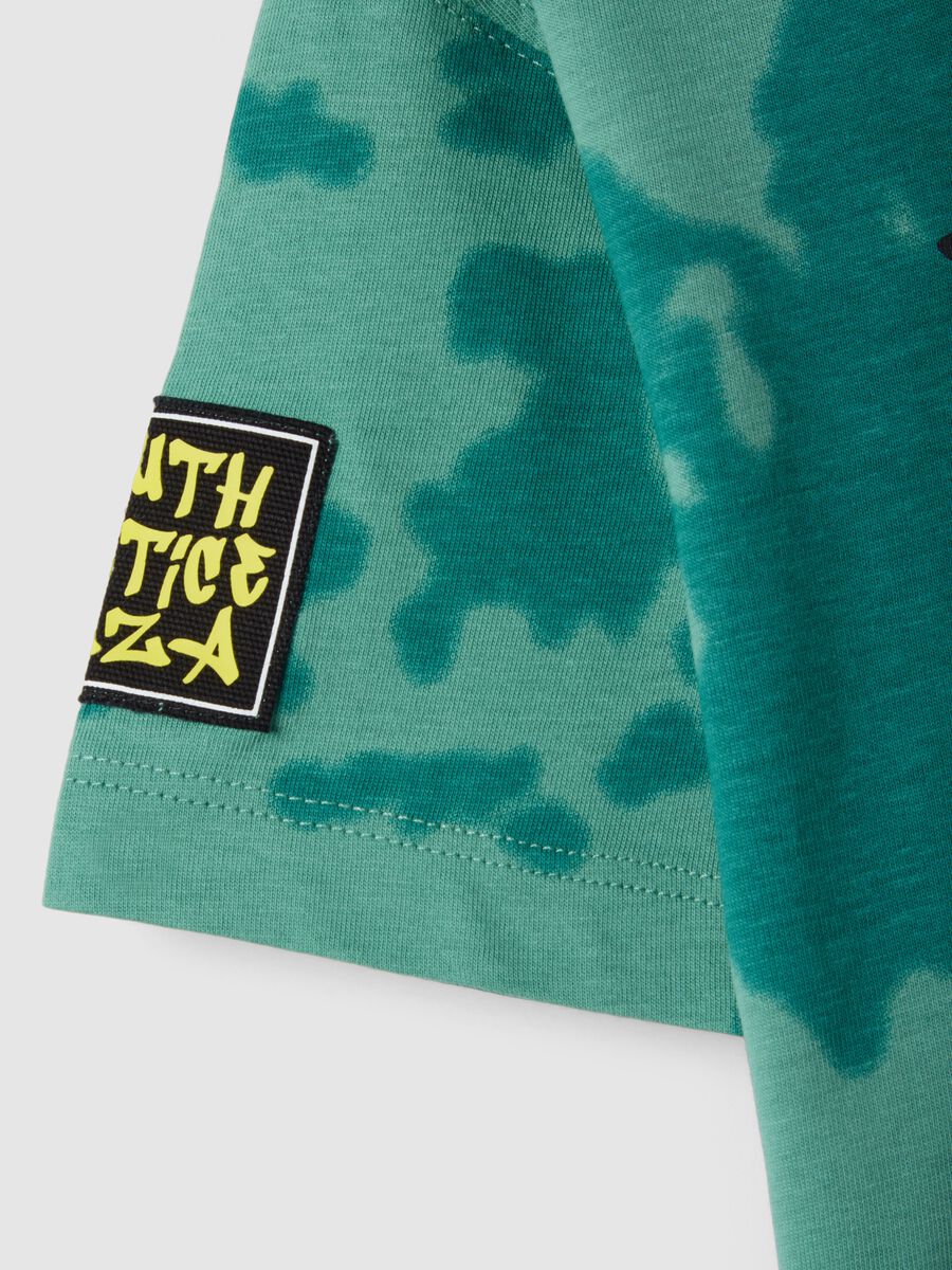 Regular fit green pure cotton children's T-shirt with print_3