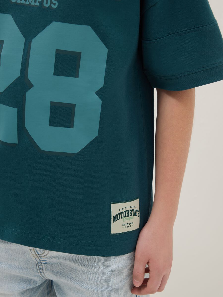 Boy's oversized green pure cotton t-shirt with print_2