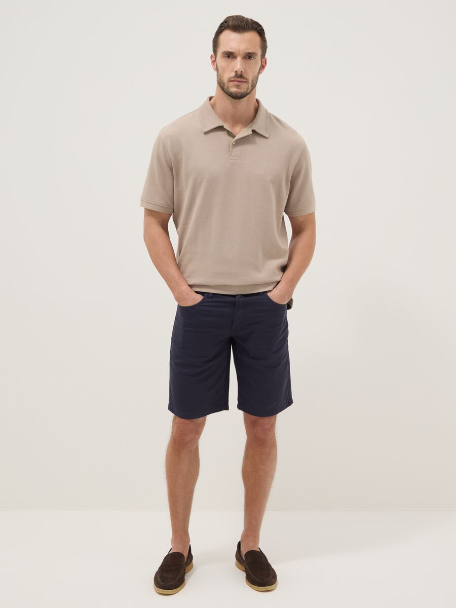 Blaue Regular-Fit-Shorts aus reiner Baumwolle_0