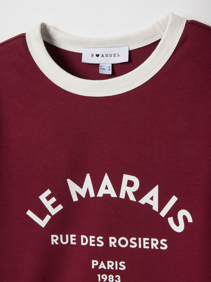 Red stretch cotton regular fit t-shirt with print_5